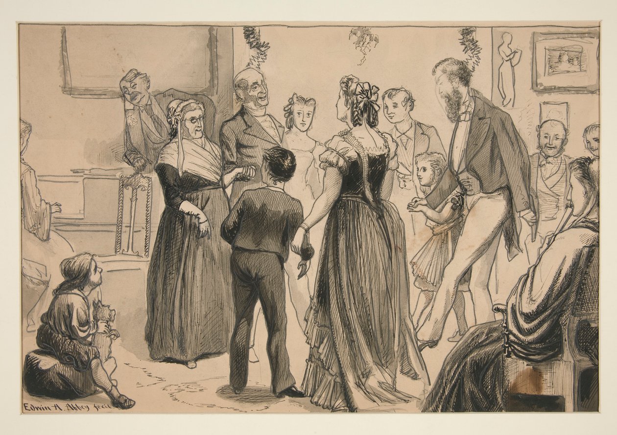 Party ve viktoriánském domě - neidentifikovaný obrázek od Edwin Austin Abbey