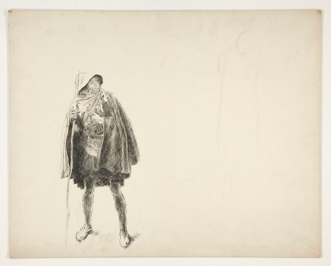Sedlák, skica k neidentifikované Shakespearově hře od Edwin Austin Abbey
