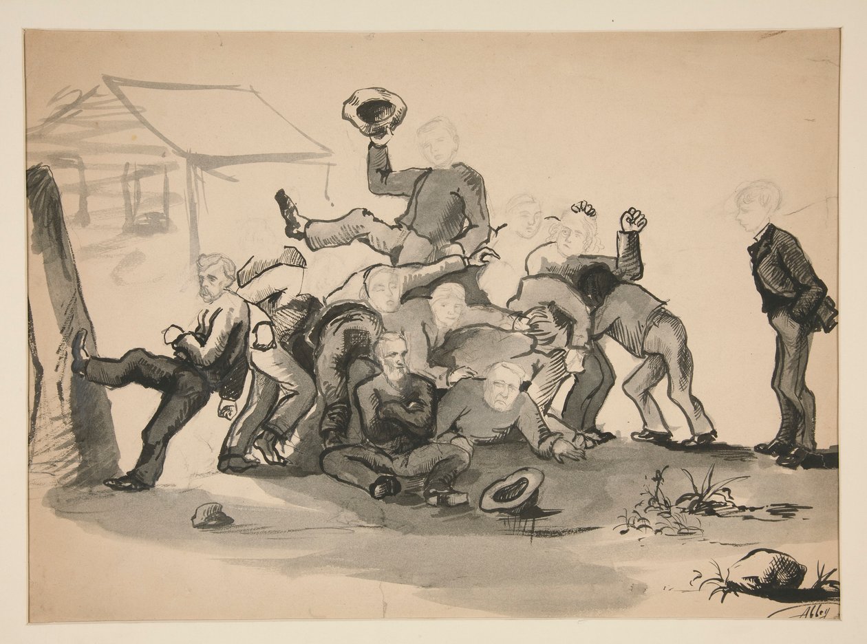 Hromada mužů: karikatura od Edwin Austin Abbey