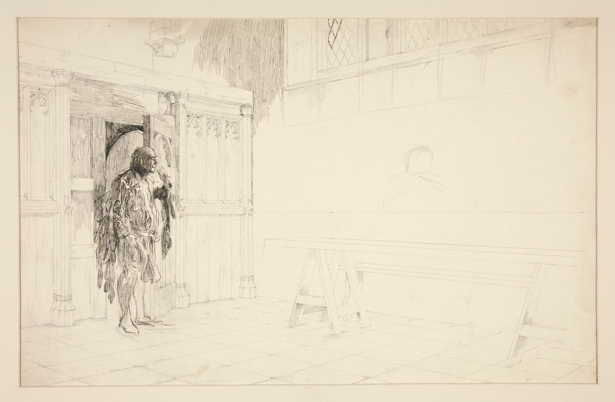 Předběžná skica pro Veselé paničky z Windsoru od Edwin Austin Abbey
