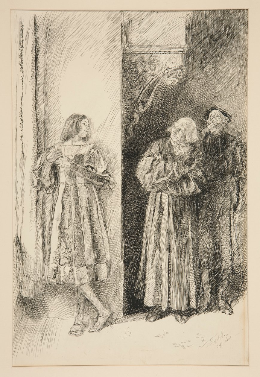 Proteus a Antonio, z dějství I, scéna iii, Dva pánové z Verony od Edwin Austin Abbey