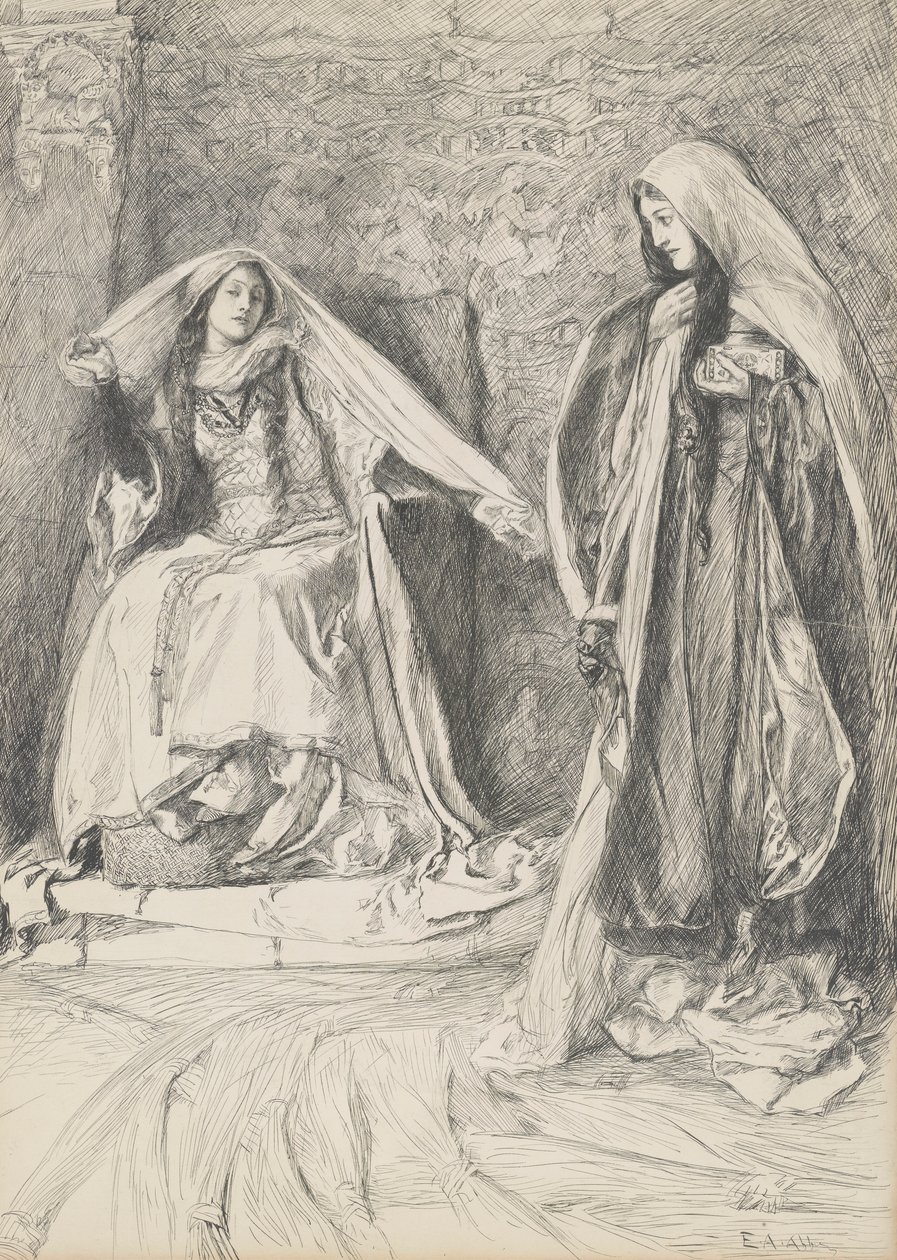 Rebecca a Rowena, ilustrace pro Ivanhoe od Edwin Austin Abbey