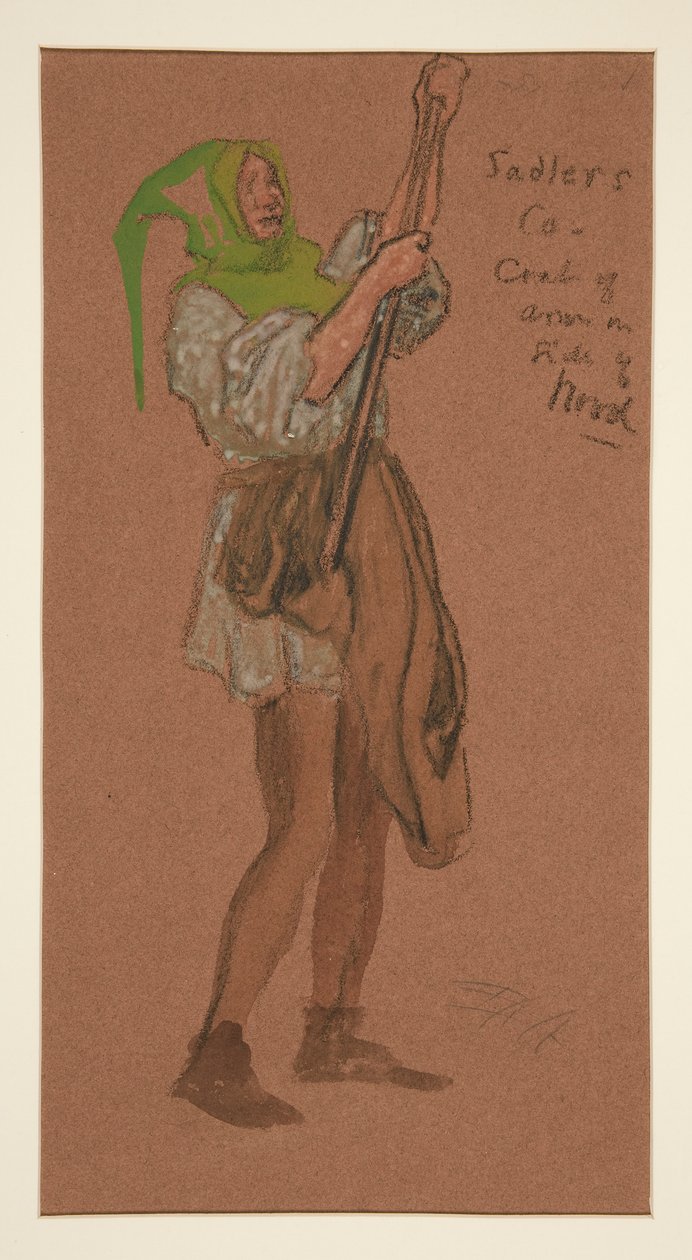 Sadlers Costume, kostýmní skica pro Henryho Irvinga od Edwin Austin Abbey