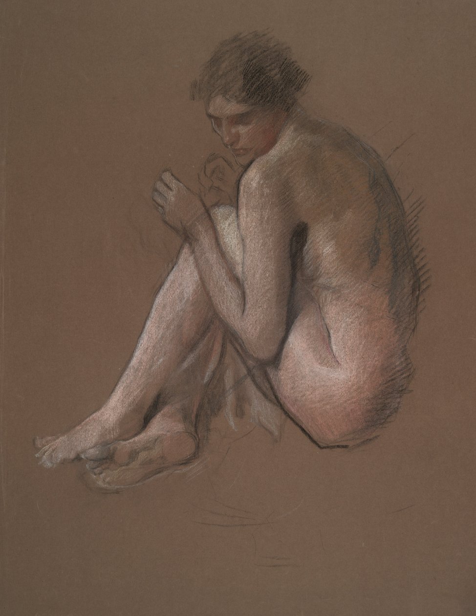 Sedící nahá ženská postava. od Edwin Austin Abbey