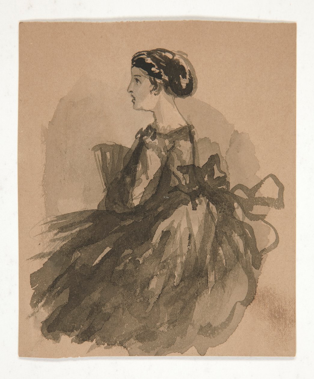 Sedící ženy (recto); Pět náčrtů hlav (verze) od Edwin Austin Abbey