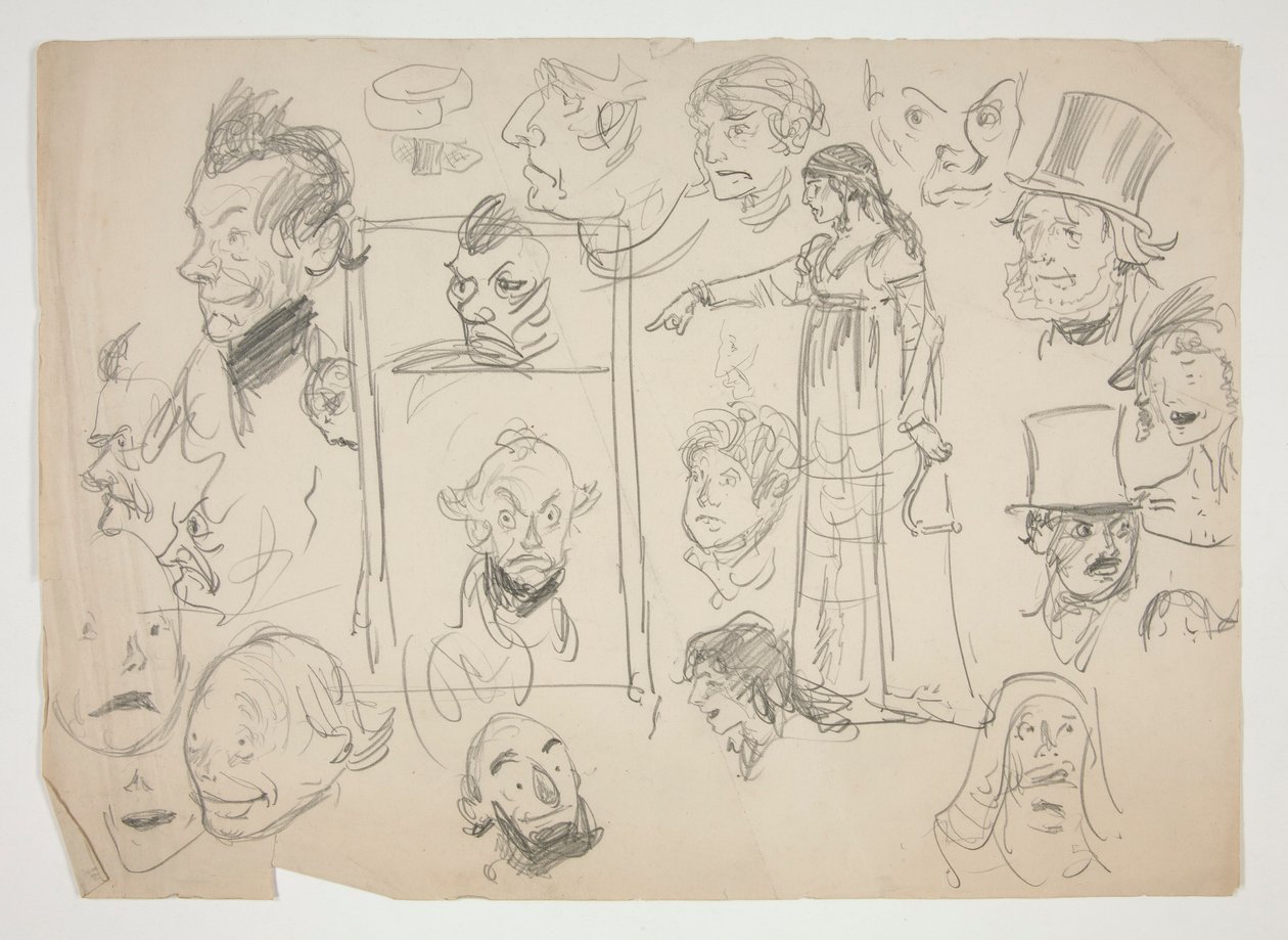 List náčrtů tváří od Edwin Austin Abbey