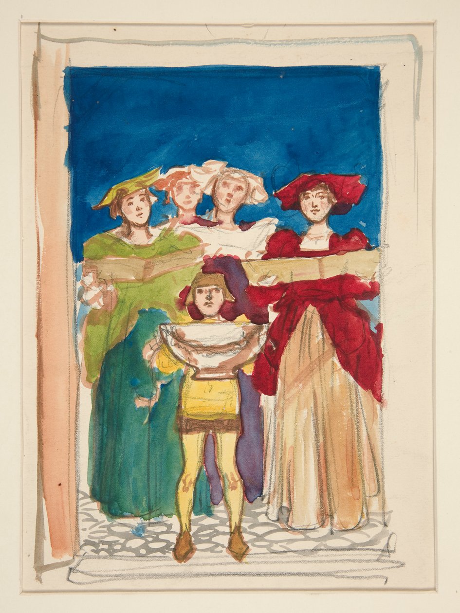 Skica pro vánoční přání od Edwin Austin Abbey