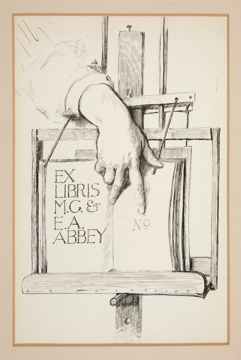 Skica pro Ex Libris: M.G. & E.A. Opatství od Edwin Austin Abbey