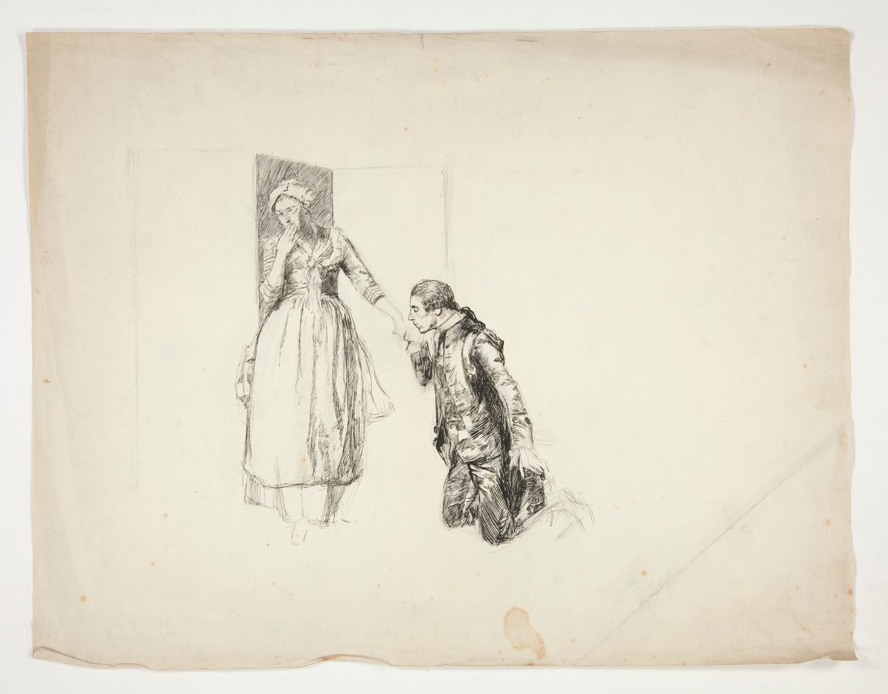 Skica pro Olivera Goldsmitha od Edwin Austin Abbey