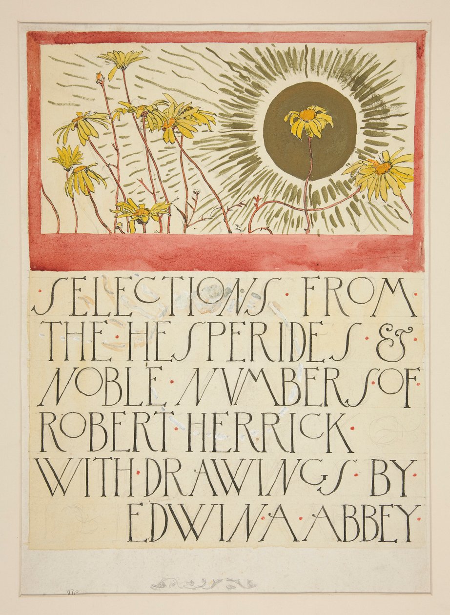 Skica pro ilustraci k Selections from the Poetry of Robert Herrick (kniha vydaná nakladatelstvím Harper v roce 1882, dříve publikovaná v Harper od Edwin Austin Abbey