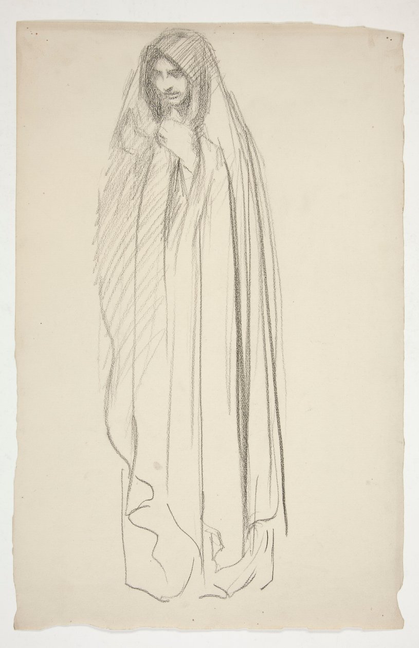 Náčrt zahalené ženské postavy pro Tři Marie u kříže od Edwin Austin Abbey