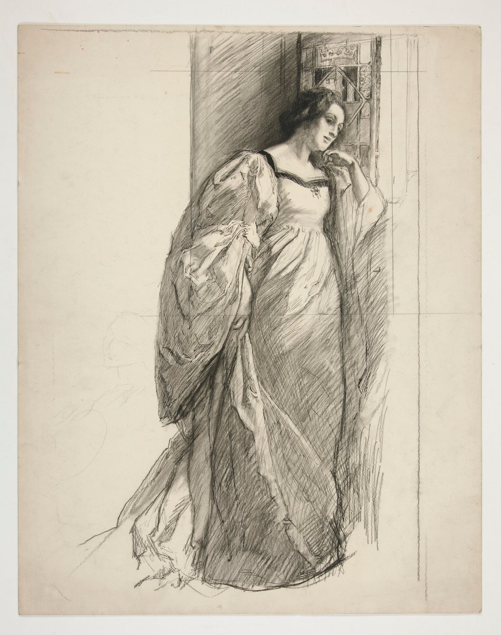 Skica dámy, ilustrace pro od Edwin Austin Abbey
