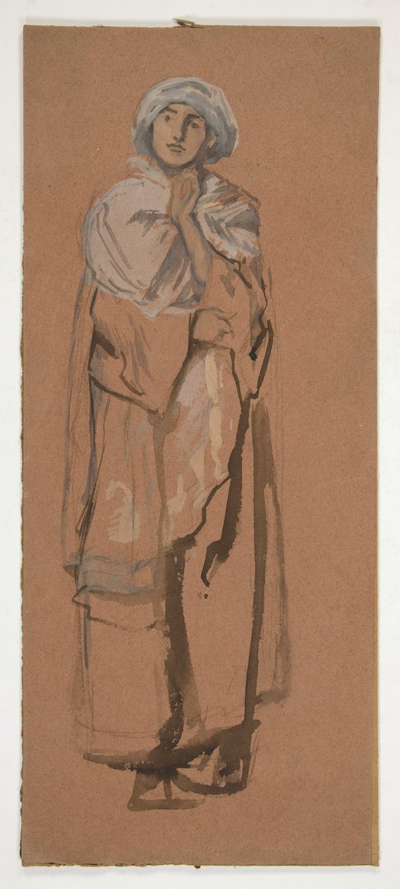 Náčrt postavy v turbanu - neidentifikovaný obrázek od Edwin Austin Abbey