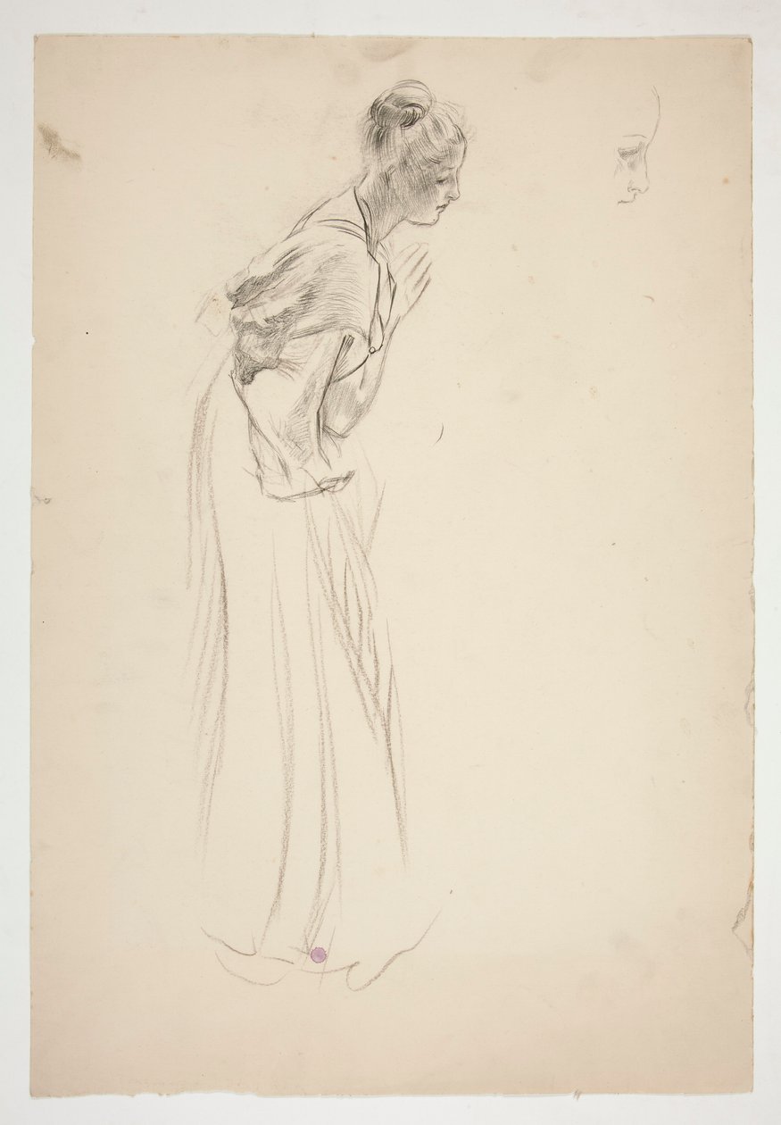 Náčrt ženy, shrbená a modlící se od Edwin Austin Abbey