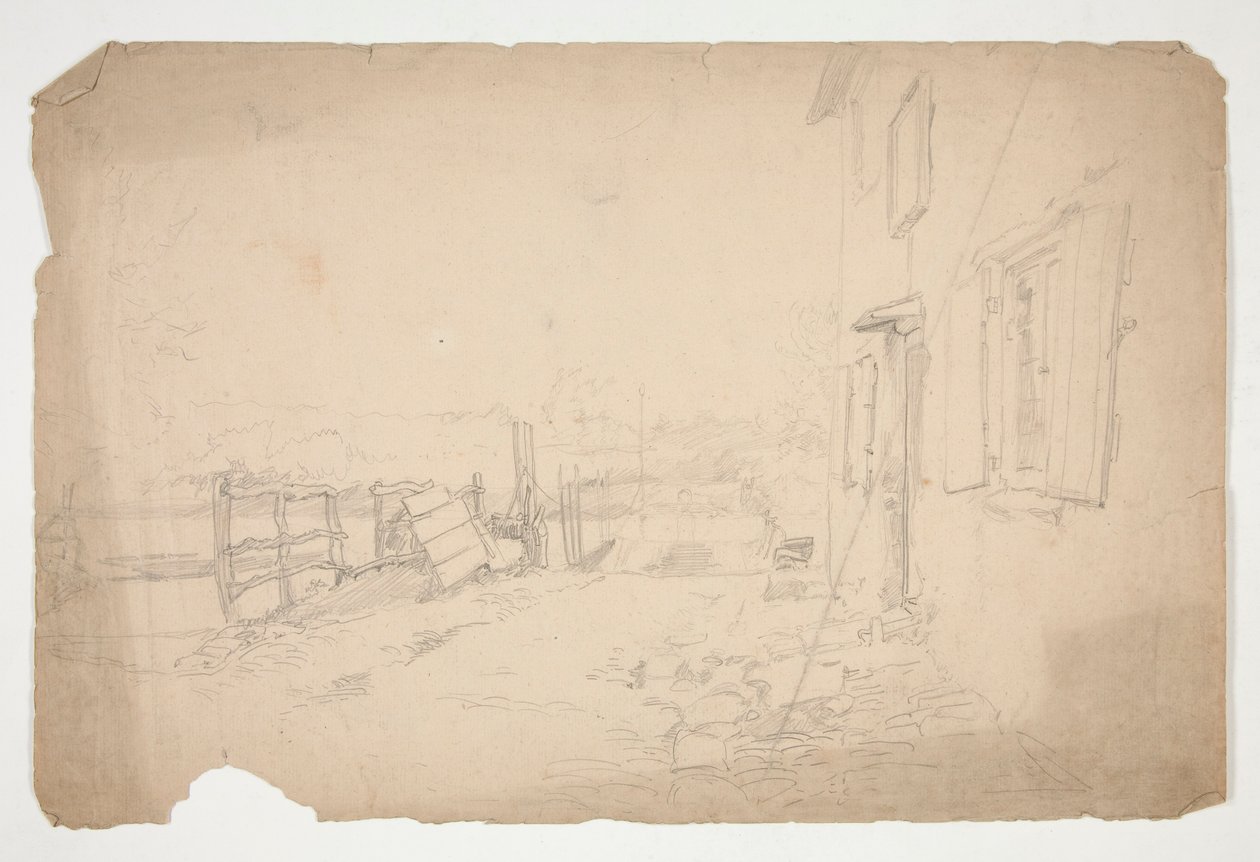Náčrt exteriéru venkovského domu od Edwin Austin Abbey