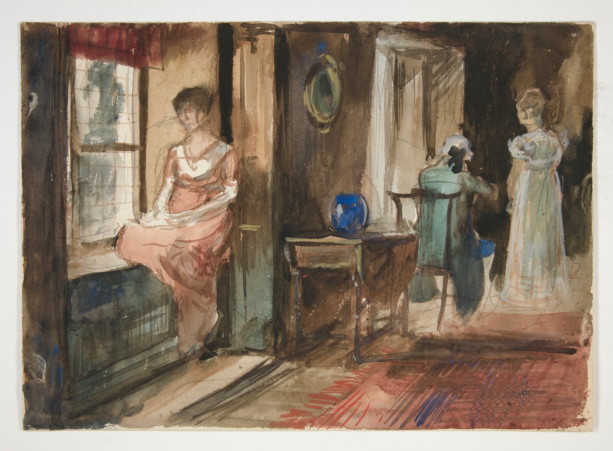 Náčrt postav v interiéru od Edwin Austin Abbey