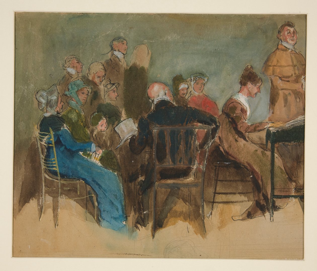 Náčrt žen v interiéru - neidentifikovaný obrázek od Edwin Austin Abbey