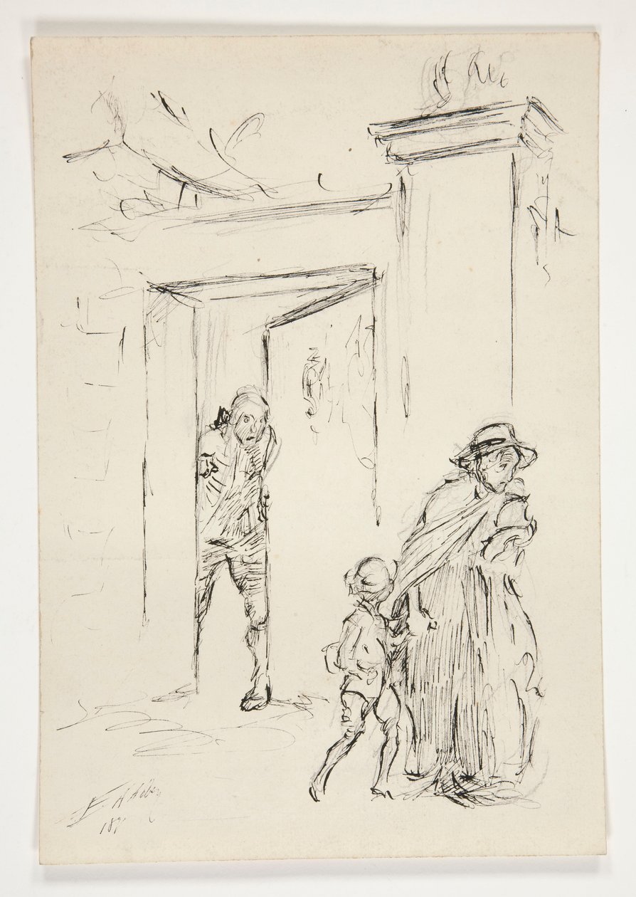 Studie pro .1208 - ilustrace pro Olivera Goldsmitha od Edwin Austin Abbey