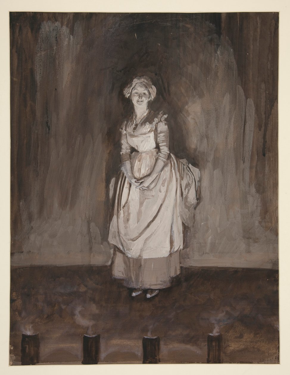 Studie pro epilog, ilustrace pro Olivera Goldsmitha od Edwin Austin Abbey