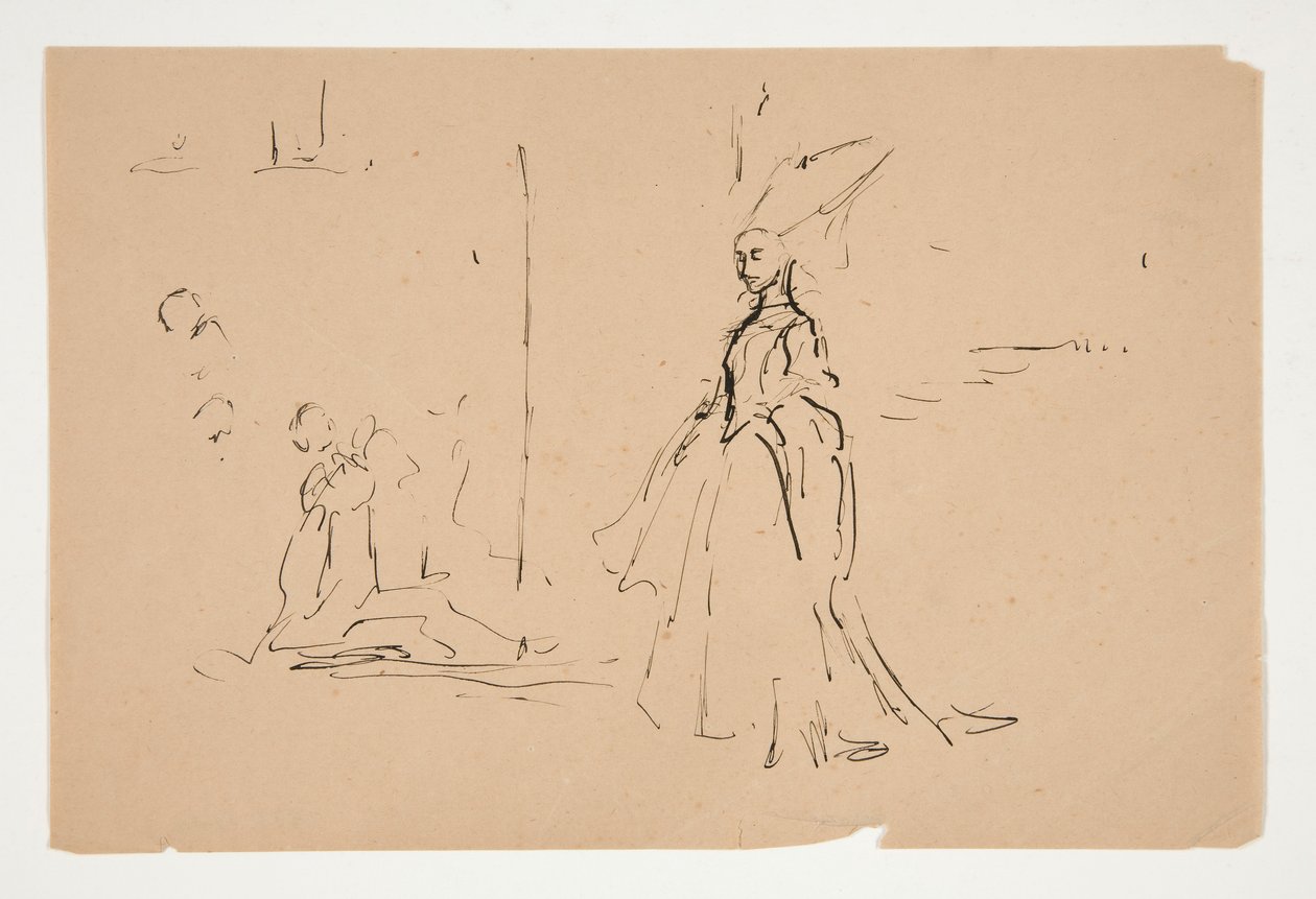 Studie pro kněze a velkou dámu (akvarel) od Edwin Austin Abbey