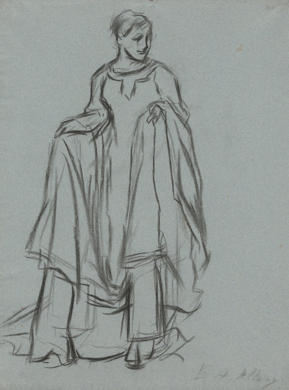 Study for draped female, figure study for The Quest of the Holy Grail (series of 15 paintings for the Boston Public Library, completed in 1901)   1334657   cs       czech Successfully Translated  Original: De Zeeslag voor Katwijk (linkerblad), 1653 Transla od Edwin Austin Abbey