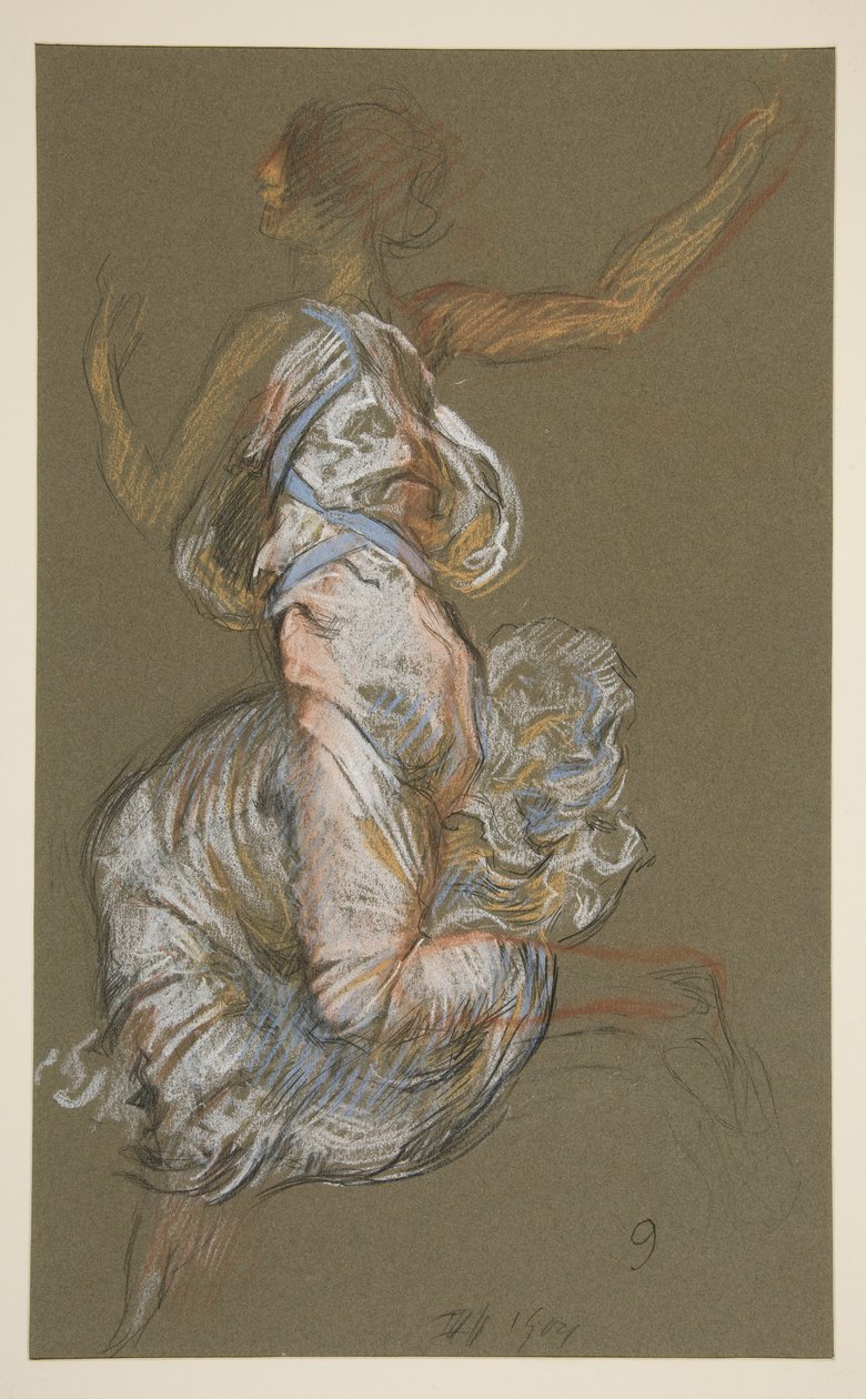 Studie pro postavu 9 hodin ráno od Edwin Austin Abbey