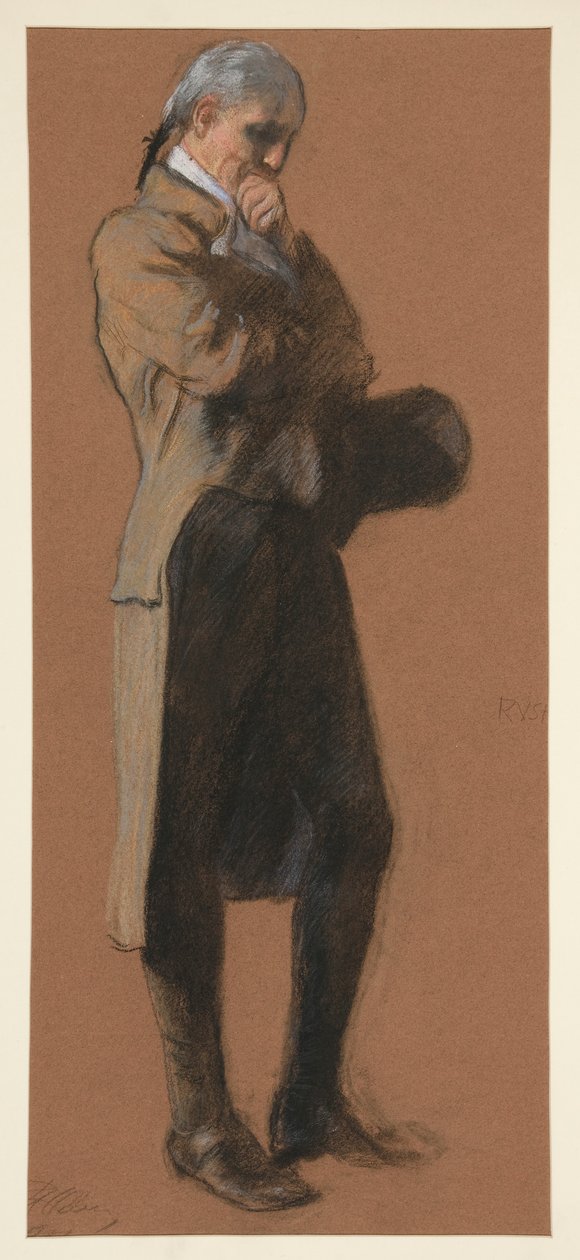 Studie pro postavu Dr. Benjamina Rushe, in od Edwin Austin Abbey