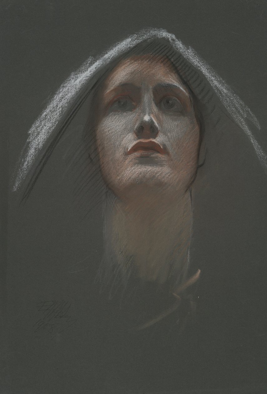 Studie k postavě náboženského rondelu v rotundě budovy státního kapitolu v Harrisburgu, Pennsylvania, 1902-1911 od Edwin Austin Abbey