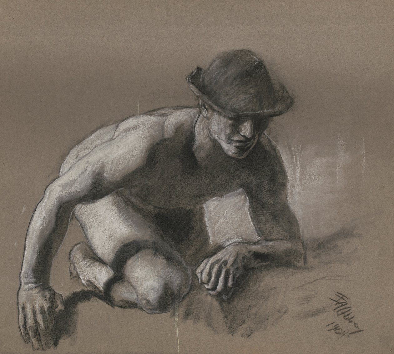 Studie na postavu horníka v od Edwin Austin Abbey
