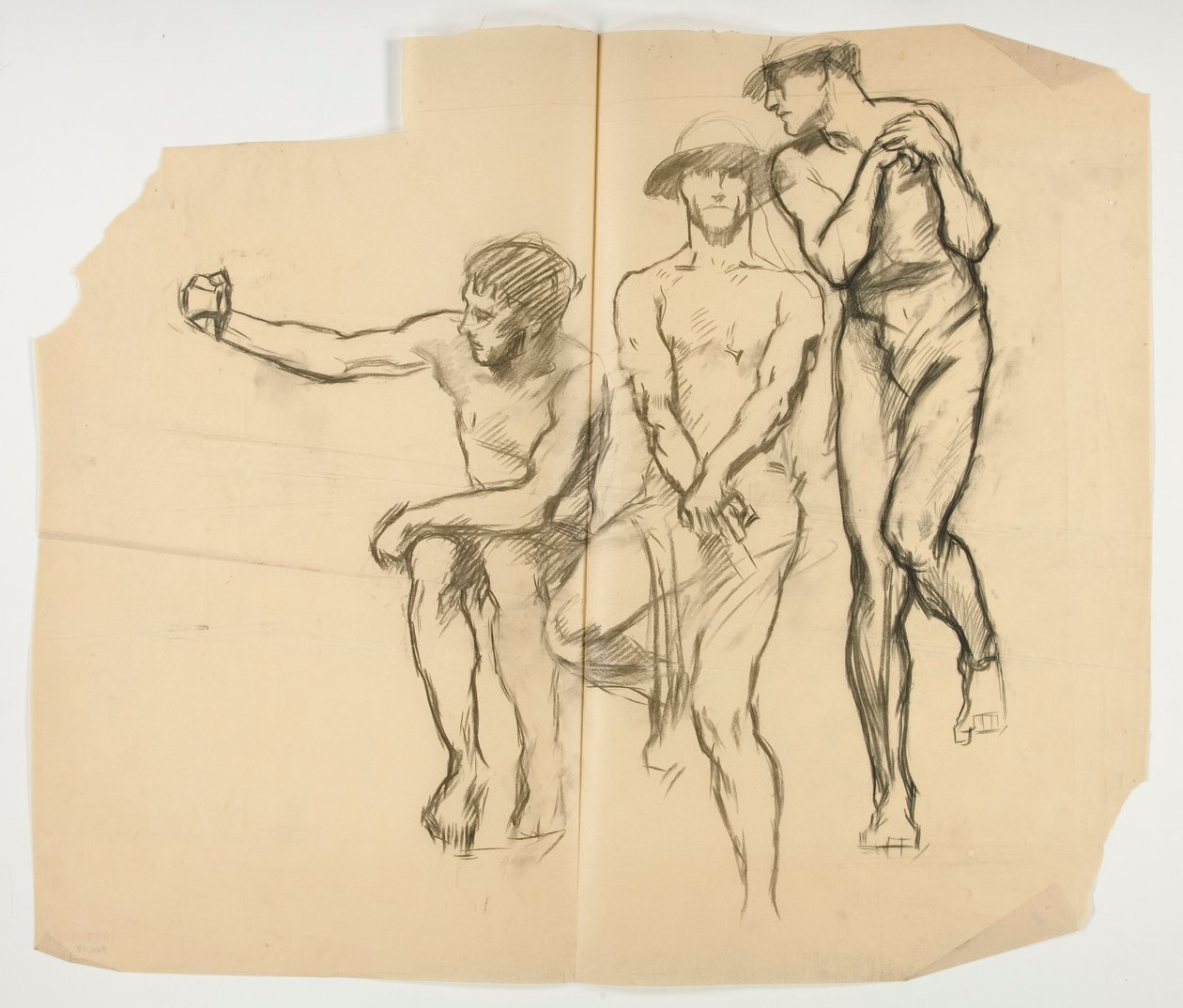 Studie pro kovárnu Vulkánu; Tři horníci – oceláři od Edwin Austin Abbey