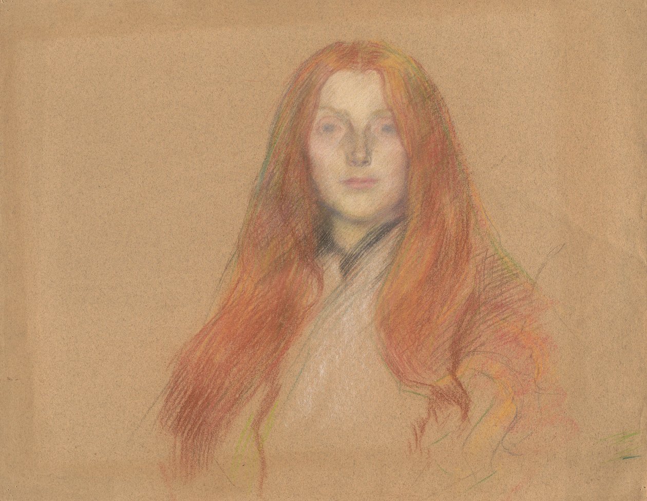 Studie pro hlavu Ofélie od Edwin Austin Abbey