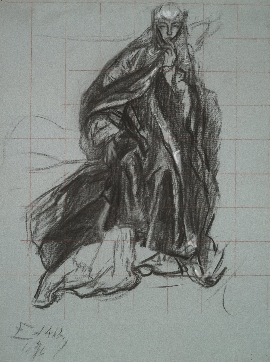 Studie pro královnu, z The Play Scene, Hamlet, dějství 3, scéna 2 od Edwin Austin Abbey