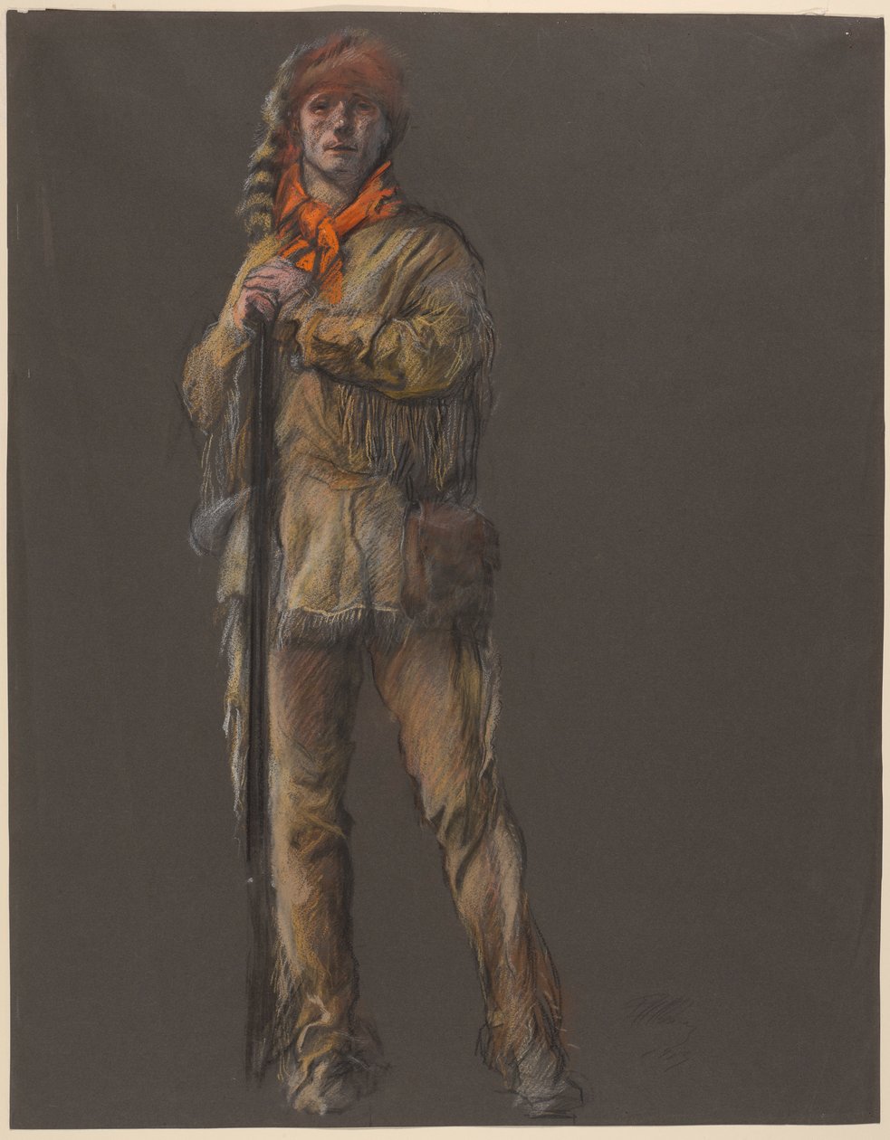 Studie k postavě Daniela Boonea, in od Edwin Austin Abbey