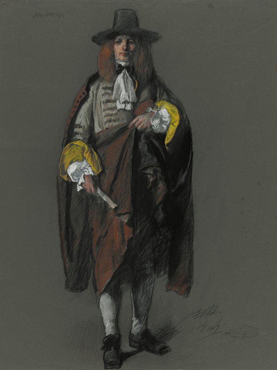 Studie k postavě Williama Penna v od Edwin Austin Abbey