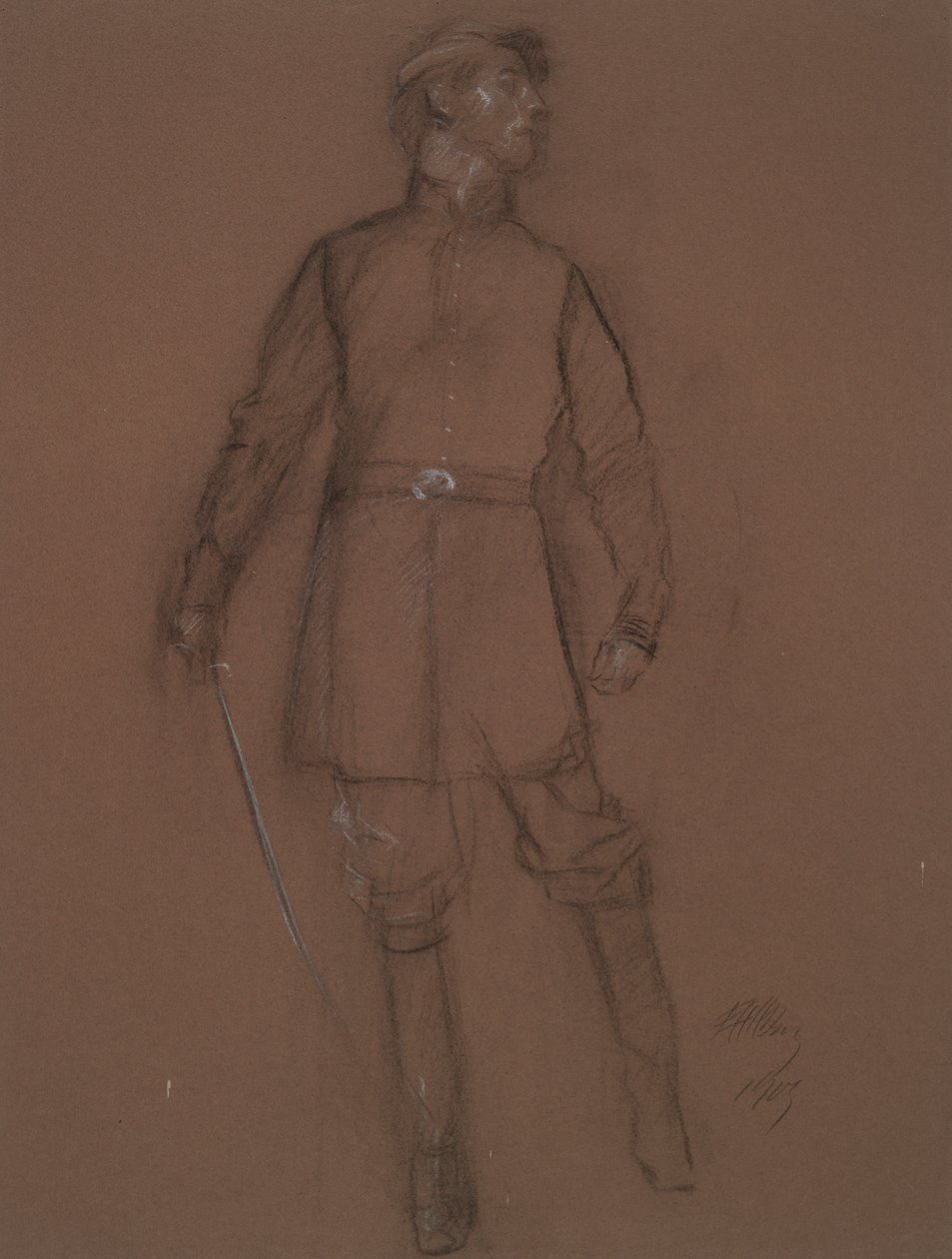 Studie k postavě generála občanské války, in od Edwin Austin Abbey