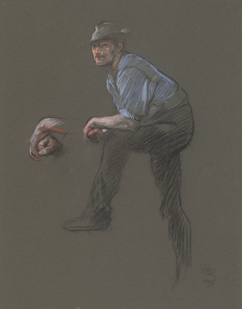 Studie k postavě Dělníka v od Edwin Austin Abbey