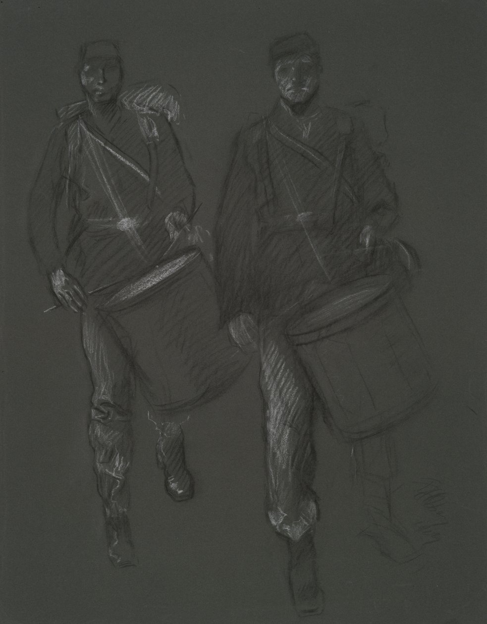 Studie pro postavy dvou bubeníků z Civil War, in od Edwin Austin Abbey