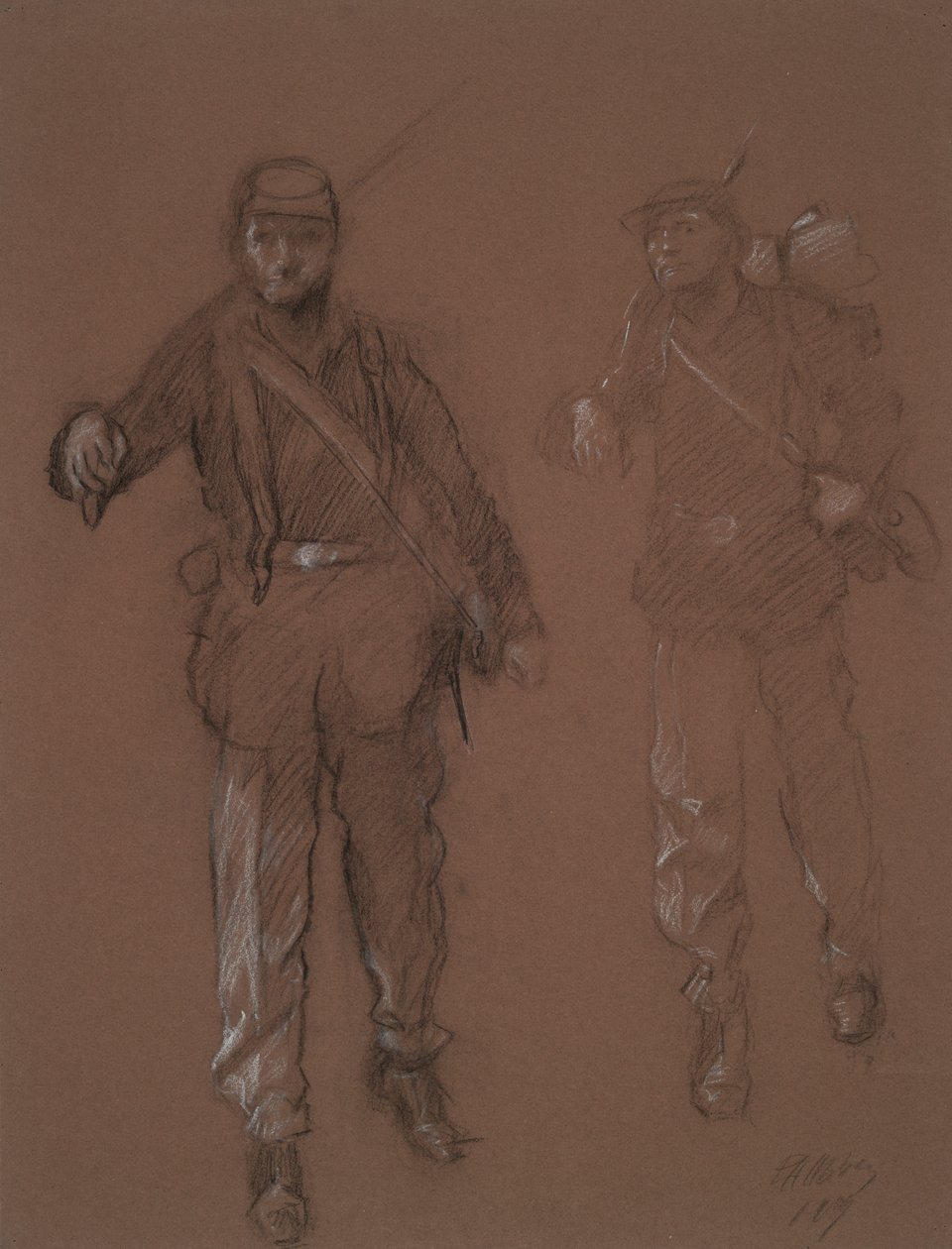 Studie k postavám dvou vojáků občanské války, in od Edwin Austin Abbey