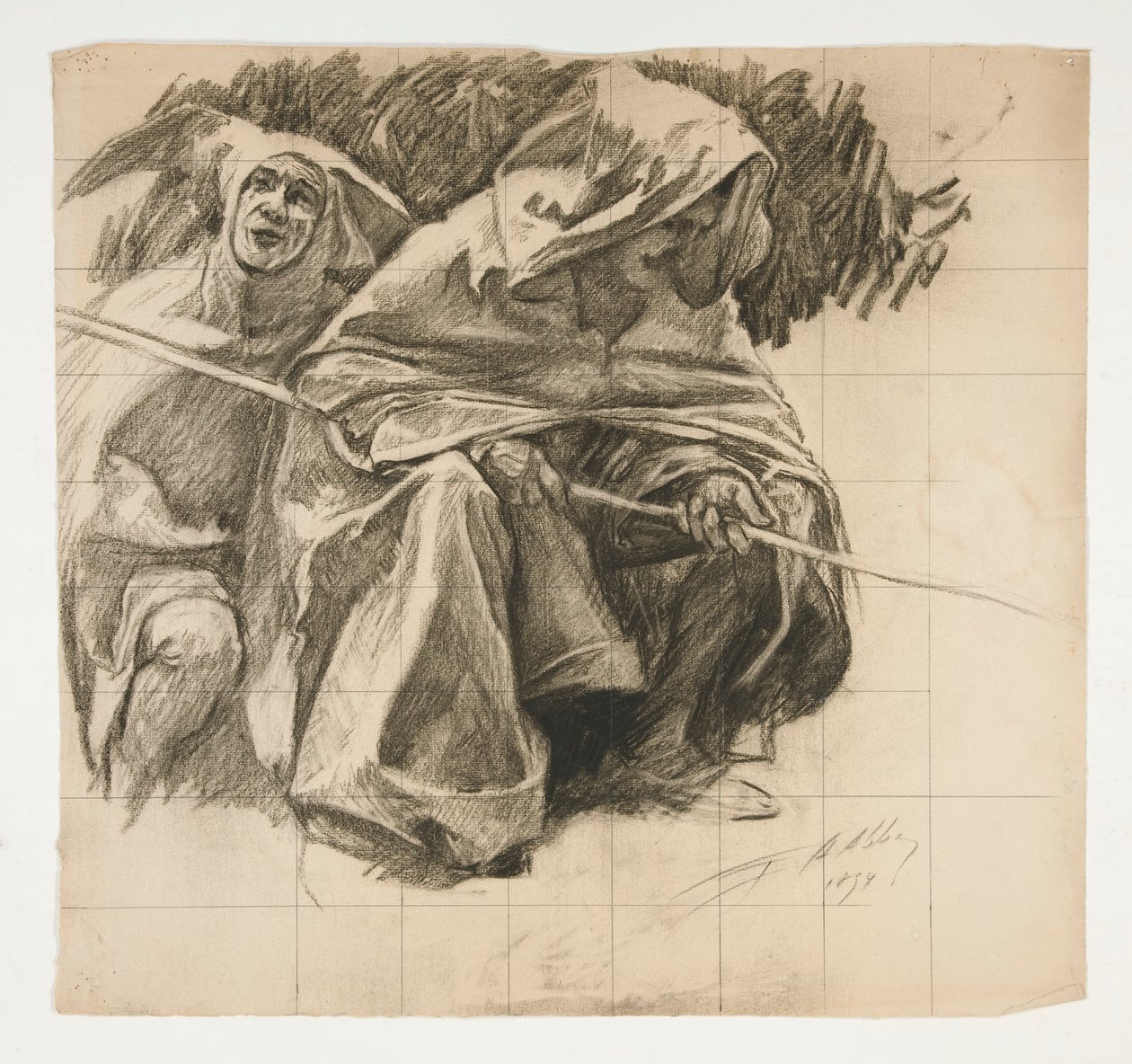 Studie The Fisher King, z The Quest of the Holy Grail (série patnácti obrazů pro Boston Public Library, dokončena v roce 1901) od Edwin Austin Abbey