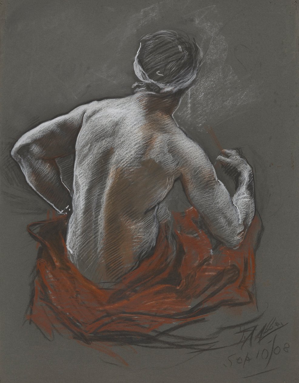 Studie sedícího Inda, Studie postavy pro Penna od Edwin Austin Abbey