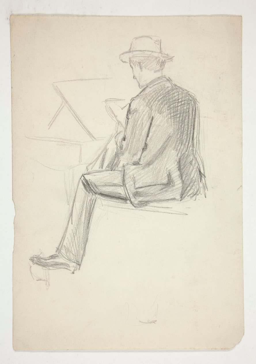 Studie sedícího muže, skicování od Edwin Austin Abbey