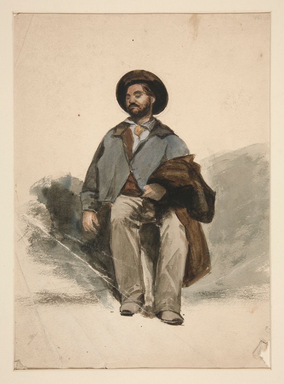 Studie sedícího muže od Edwin Austin Abbey