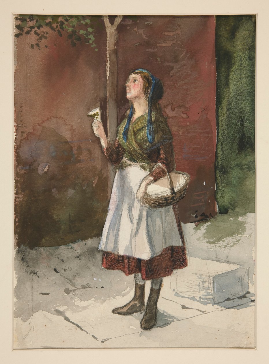 Studie mladé dívky v zahradě od Edwin Austin Abbey
