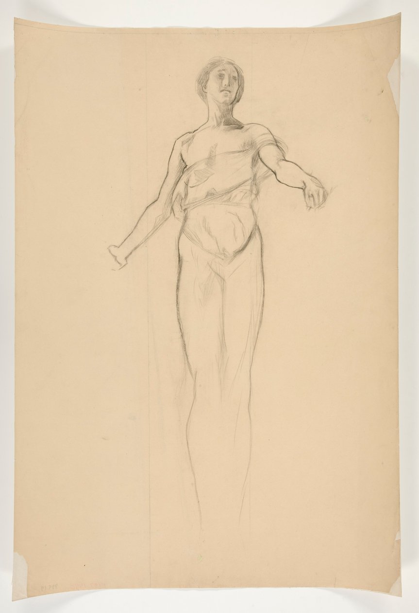 Studie alegorické ženské postavy pro nástěnnou malbu v budově státního kapitolu v Harrisburgu v Pensylvánii, 1902-1911 (dokončil John Singer Sargent) od Edwin Austin Abbey
