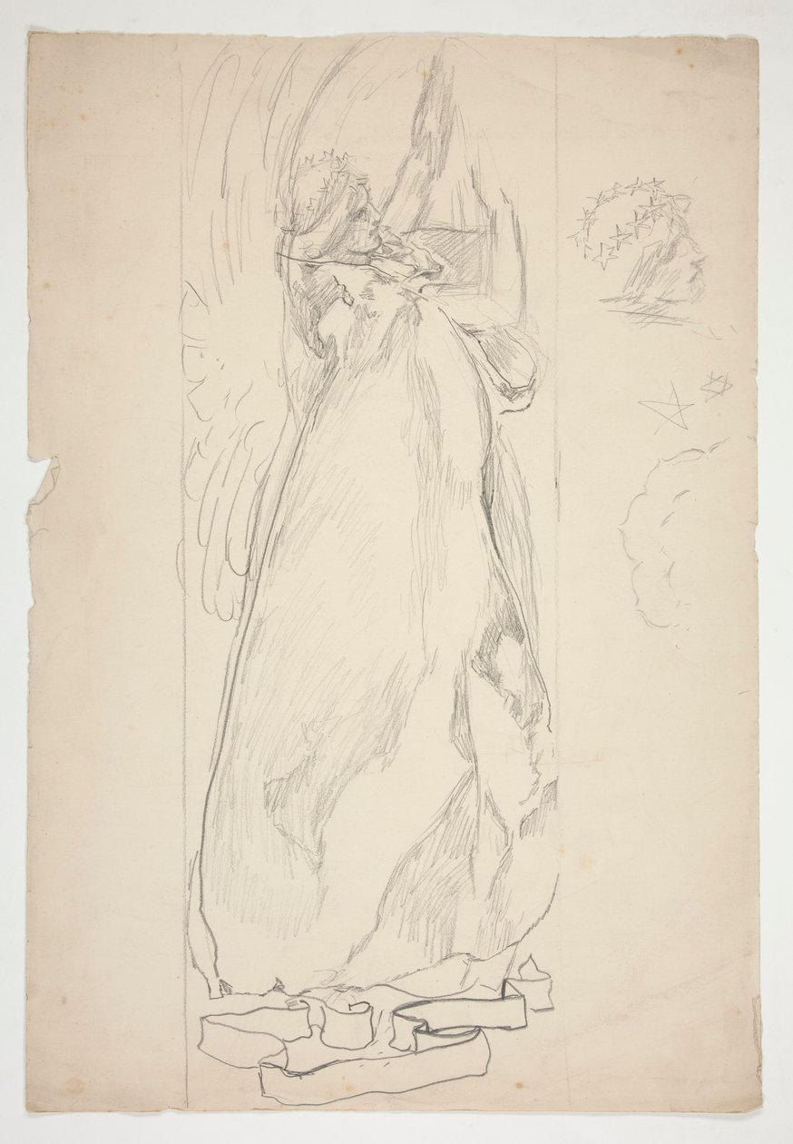 Studie anděla (pro barevné sklo? pro strop?) od Edwin Austin Abbey