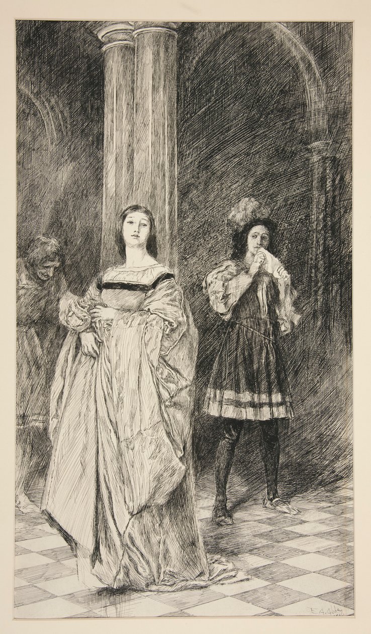 Sylvia a Valentine, z dějství II, scéna i, Dva pánové z Verony od Edwin Austin Abbey