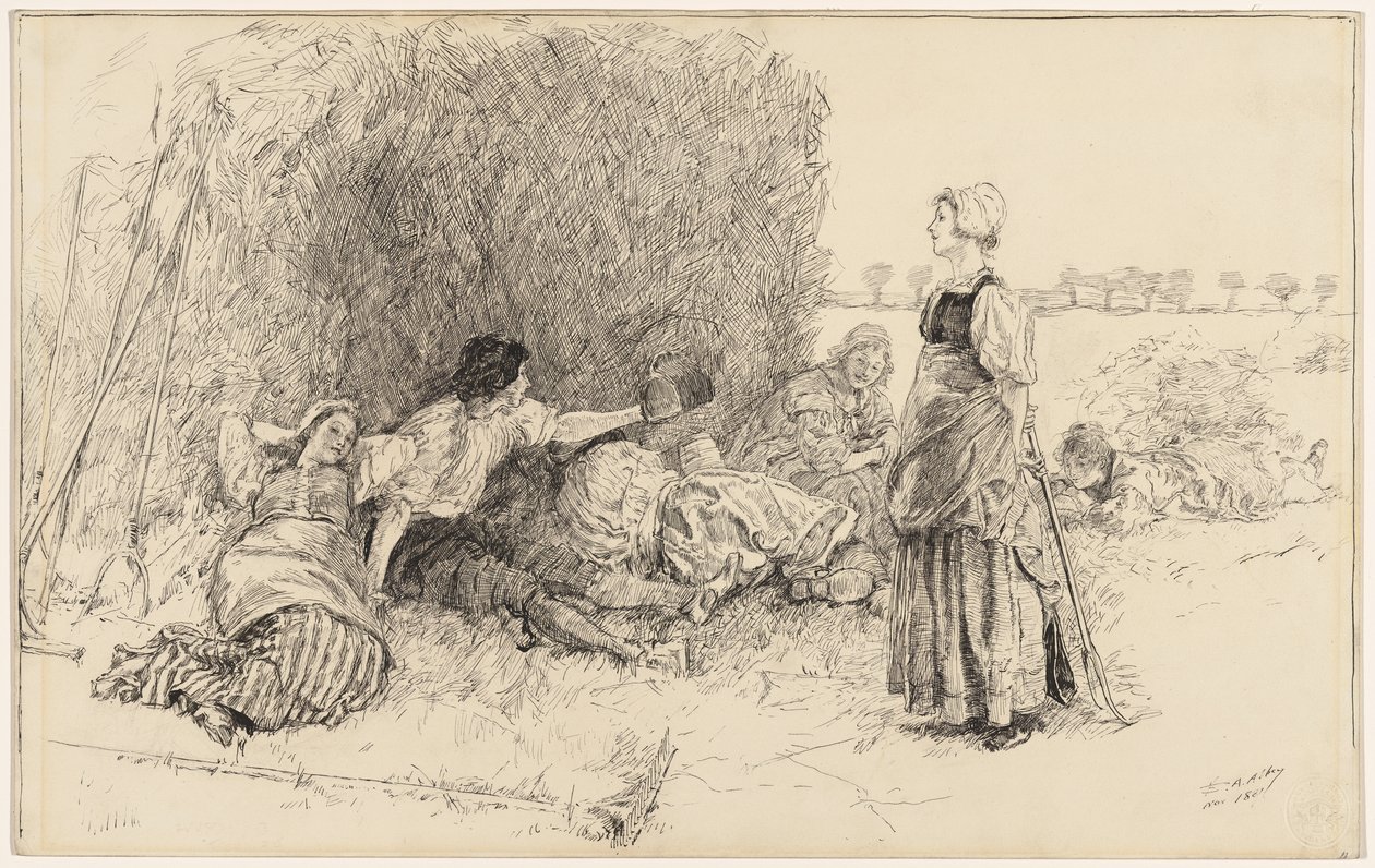 Ženci, ilustrace k „Kožené láhvi“ od Edwin Austin Abbey