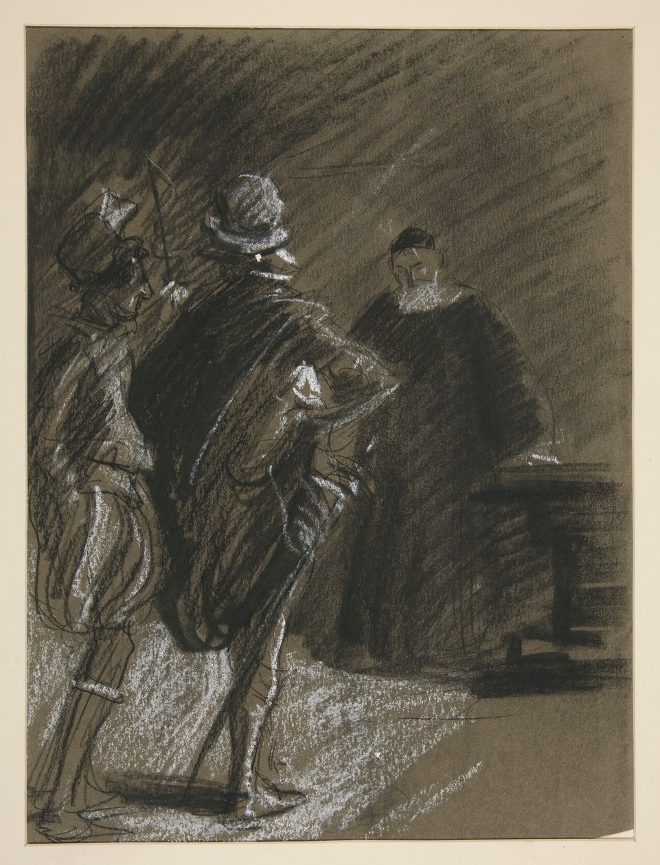 Tři muži, studie pro Zkrocení zlé ženy (?) od Edwin Austin Abbey