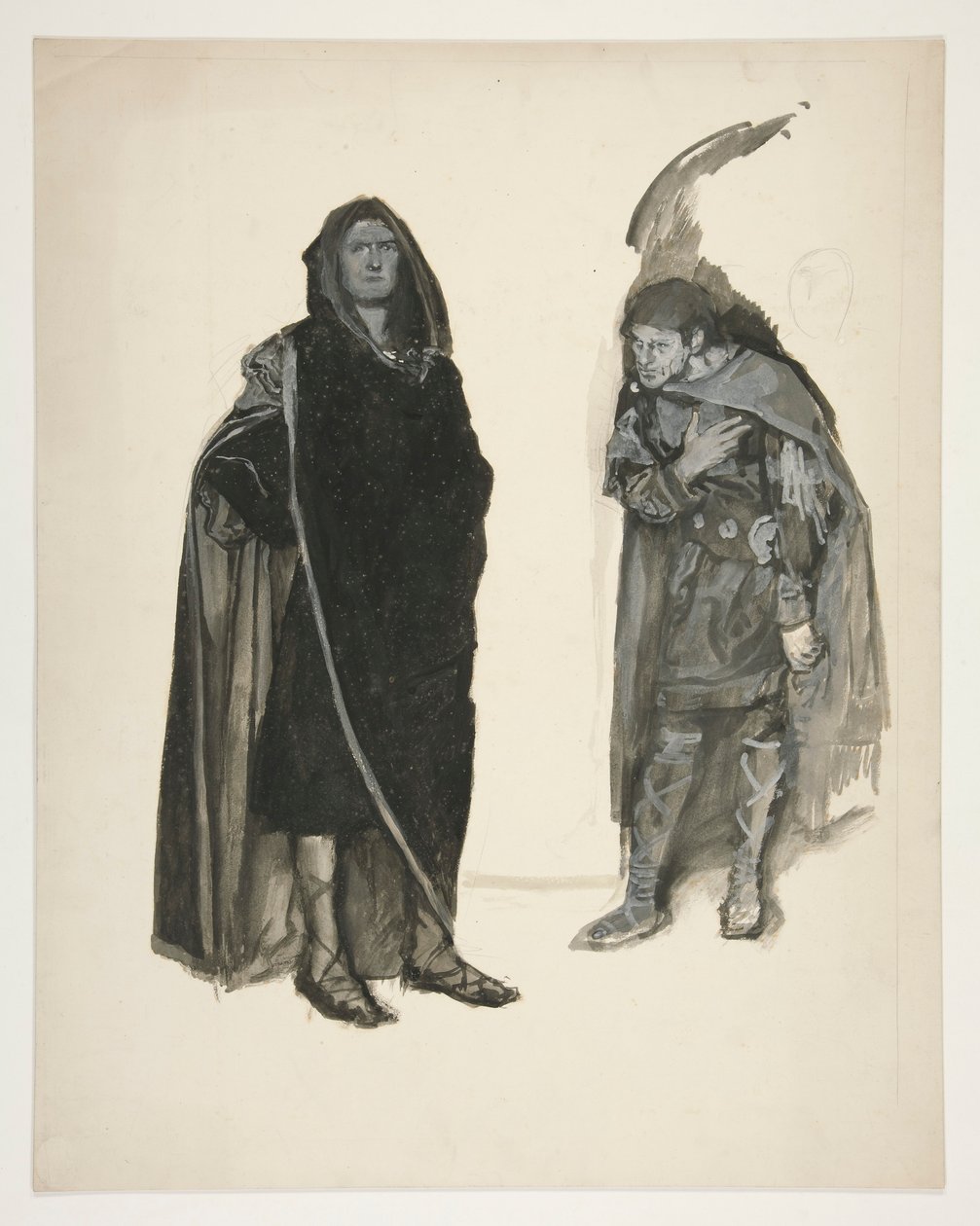 Dva muži v pláštích, skica k neidentifikované Shakespearově hře od Edwin Austin Abbey