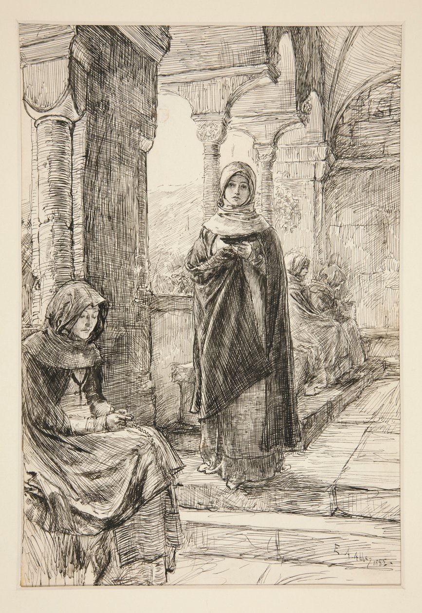 Dvě ženské postavy v ambitu, z kláštera od Edwin Austin Abbey